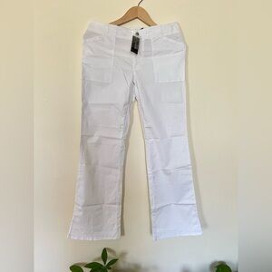4/$25 Express Jeans Stretch Women Bootcut Flare White Pants 7/8 Cotton Casual